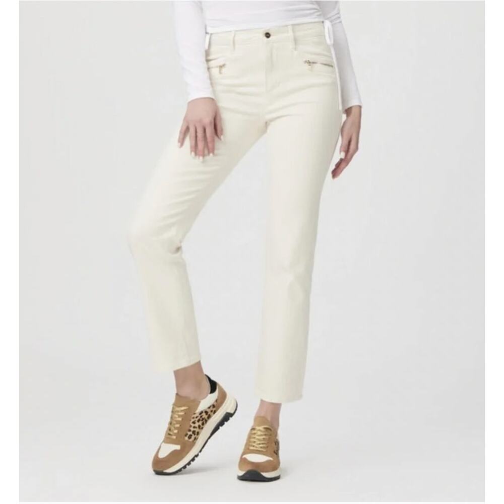 PAIGE NWT Cindy Mid Rise Slim Fit Jean in Ivory Sandy Ecru  // 00 - Picture 2 of 12